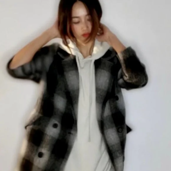 ZARA × Manteco 100% Wool Menswear Grey Black Plaid Long Coat. M NWT Blogger FAVE - Picture 14 of 15